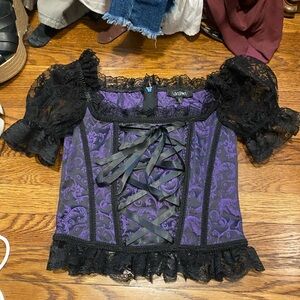 Dolls kill widow Lace-Up Purple Corset Top